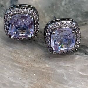 Dazzling Silver tone sparkling Stud post Earrings